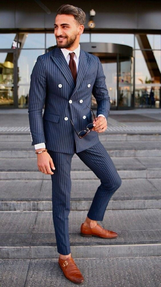 Men's Stripe Suits Tuxedo Action