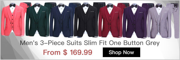 Men's 3-Piece Suits Slim Fit One Button tuxedo action