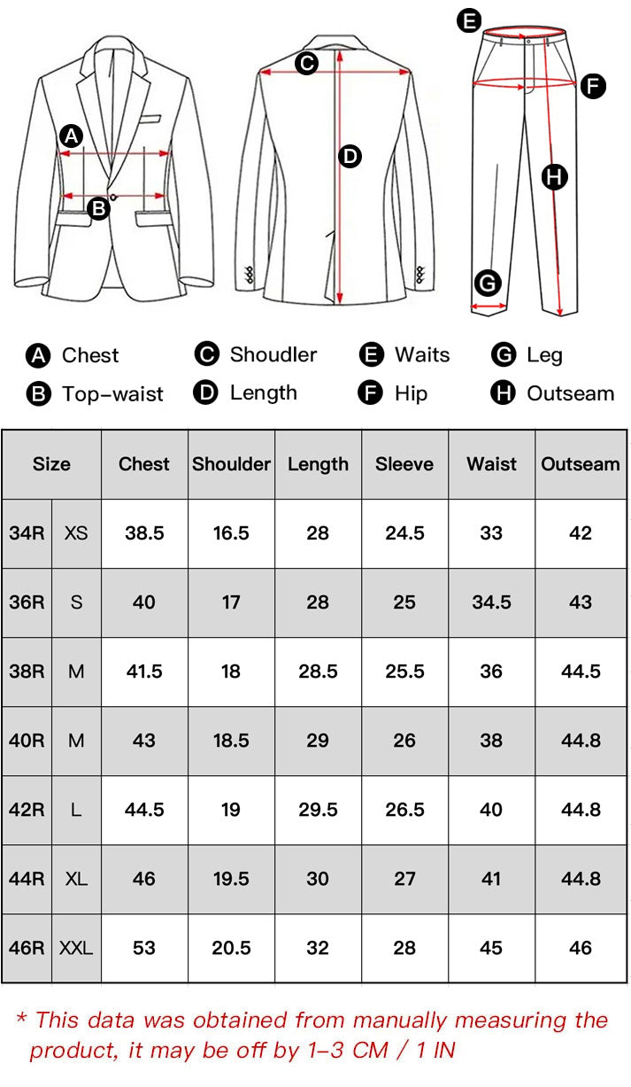 Tuxedo jacket size chart outlet