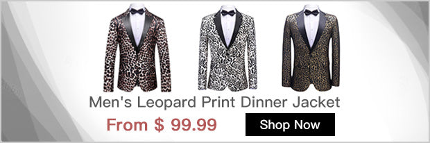 Men's Leopard Print Closure Collar dinner Jacket tuxedo action