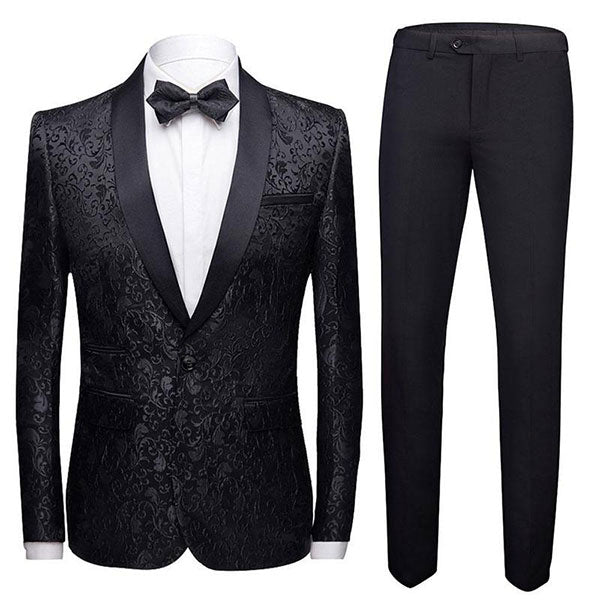 TuxedoAction Mens 2-Piece suits Jacquardo tuxedo black