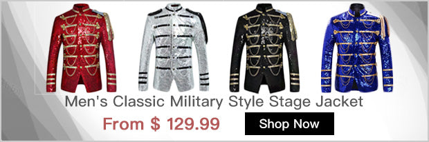 Men's Classic Military Style Stage Jacket tuxedo action