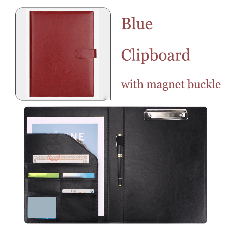 A4 Vegan Leather Folder Clipboard with Magnet Buckle for Men/ Women