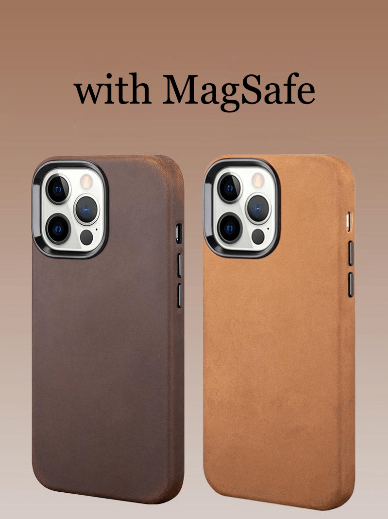 Customizable Premium Genuine Leather Case for iPhone 14/ iPhone 13/ iPhone 12 with MagSafe