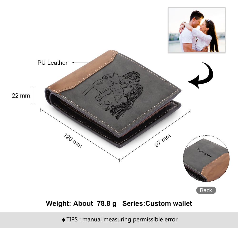 Engraving Personalised PU Leather Money Clip Wallet, Gift