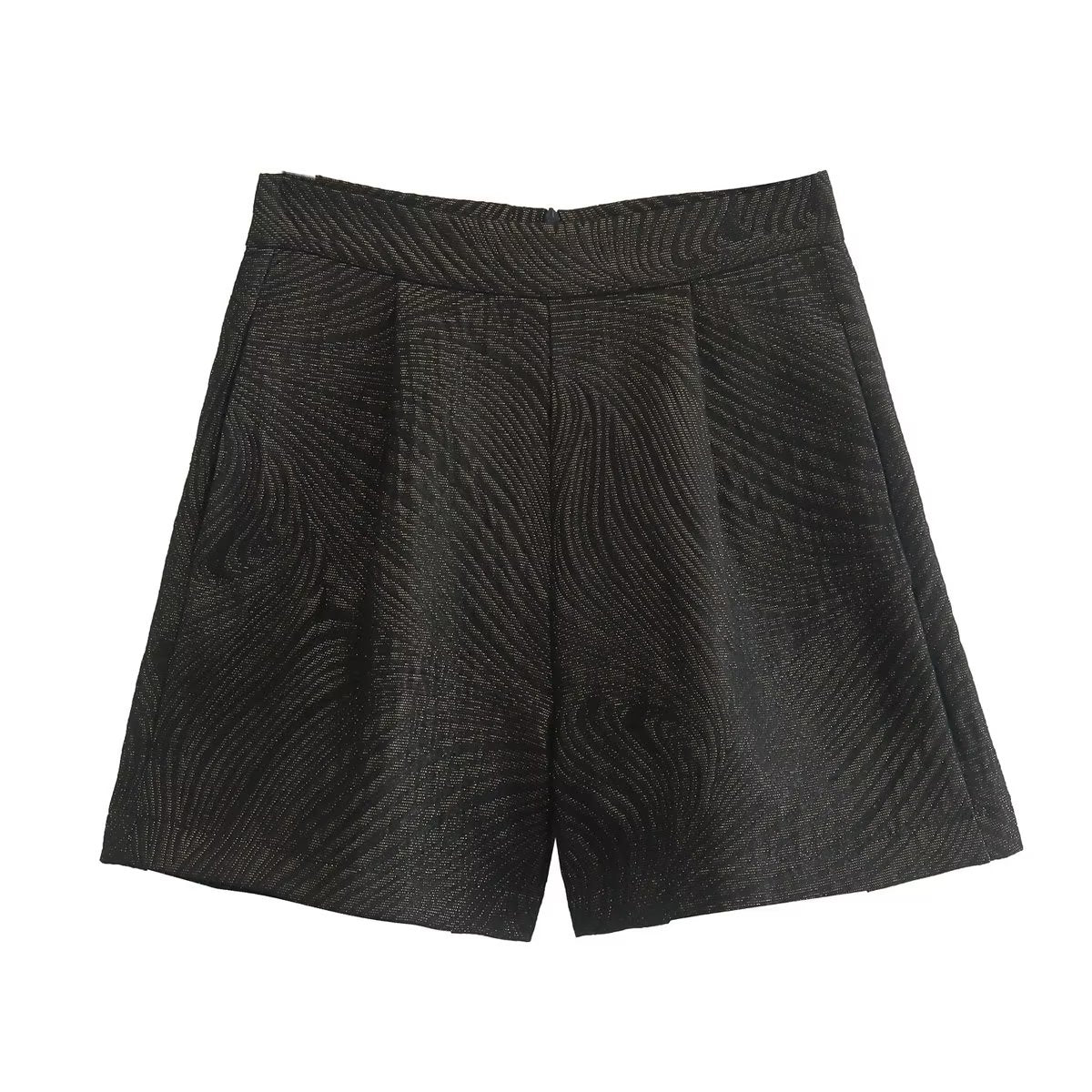 Golden Jacquard A line Trousers Casual Shorts