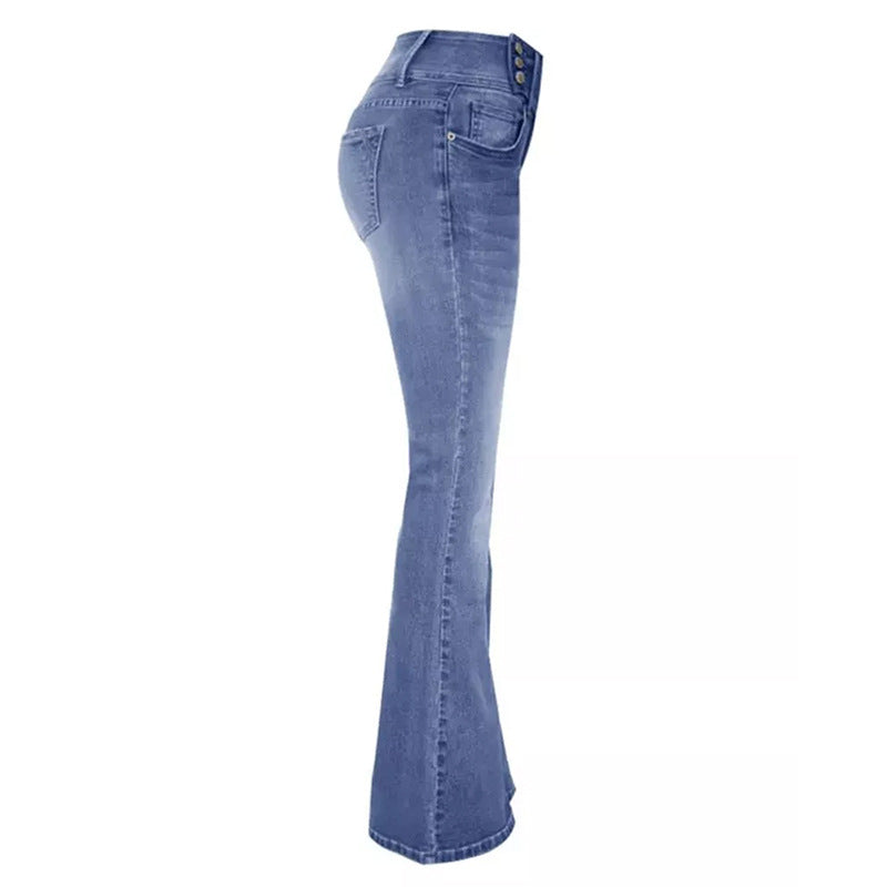 Vintage Side Button Mid Waist Skinny Jeans