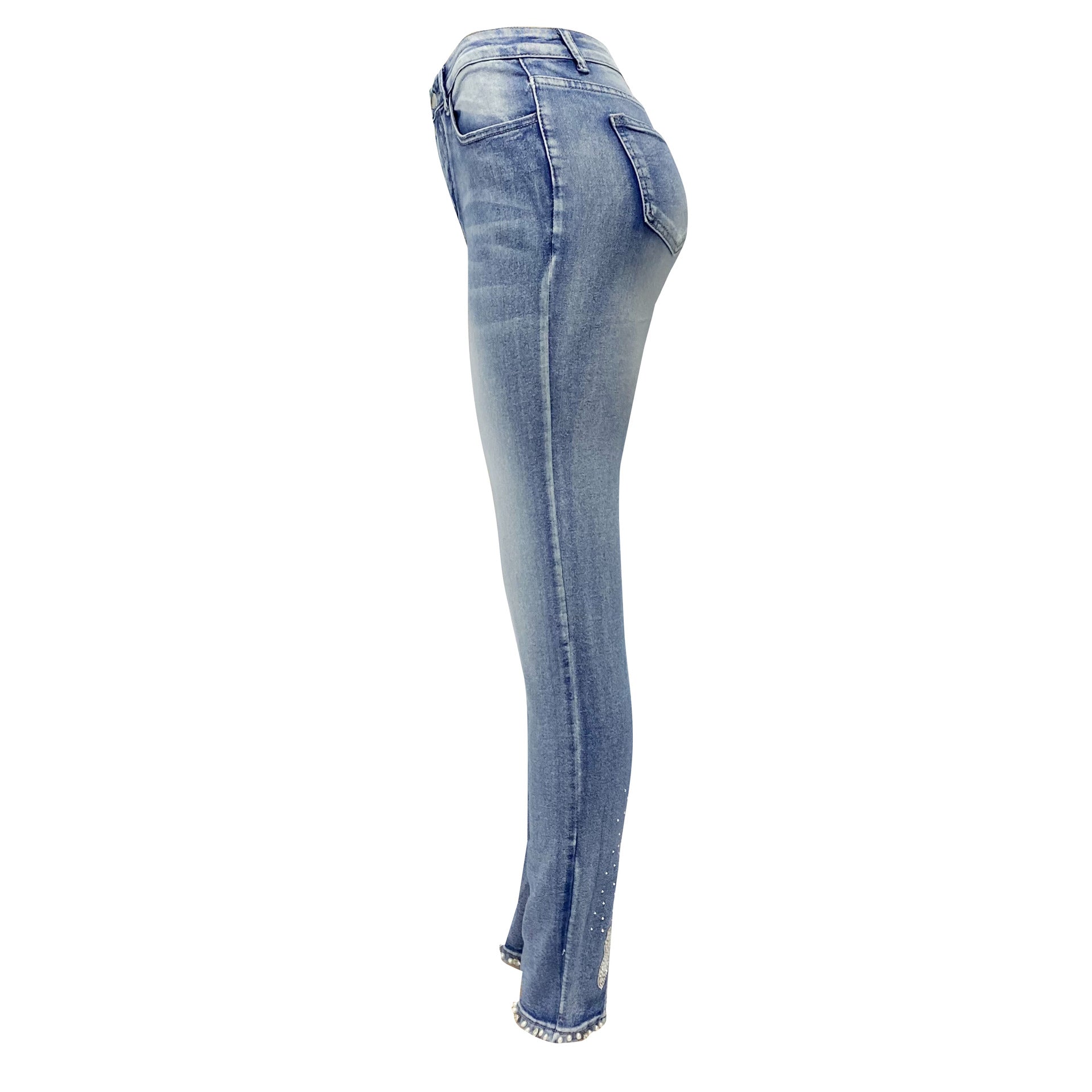 Blue Skinny Jeans Womens Rhinestone