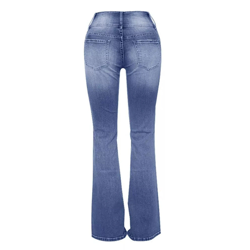 Vintage Side Button Mid Waist Skinny Jeans