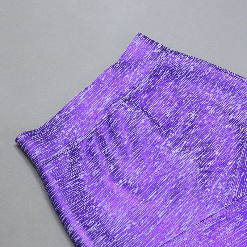 Gowns V neck Suit Purple Two Piece Skirt Set