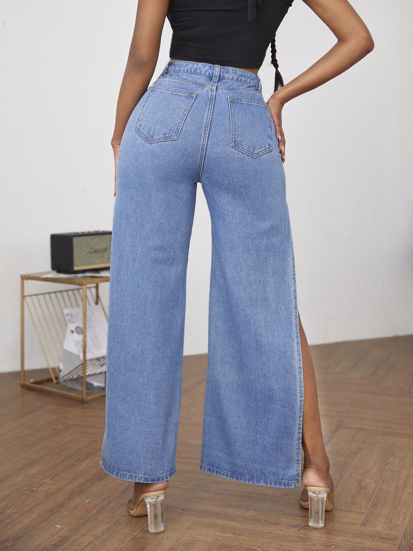 Women Traceable Ripped Split Jeans