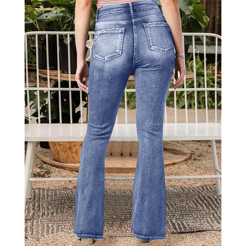 Vintage Side Button Mid Waist Skinny Jeans