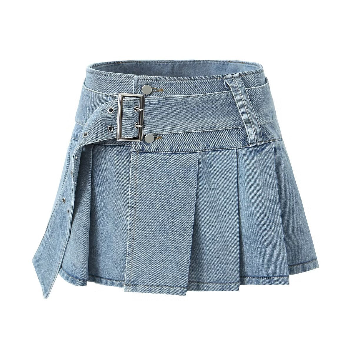 Belted Denim Skirt