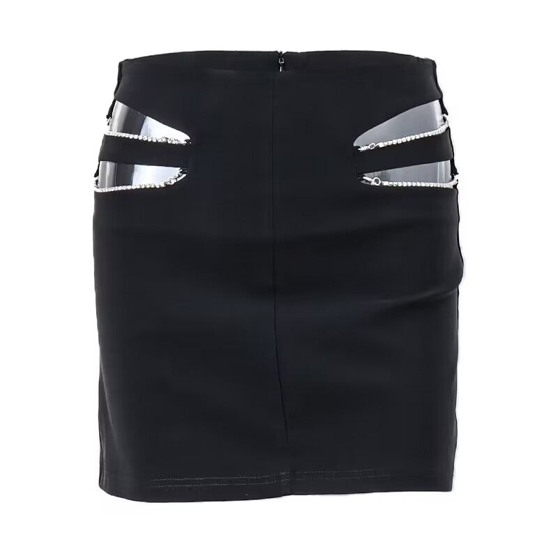 Sexy Metal Stitching Sheath Skirt