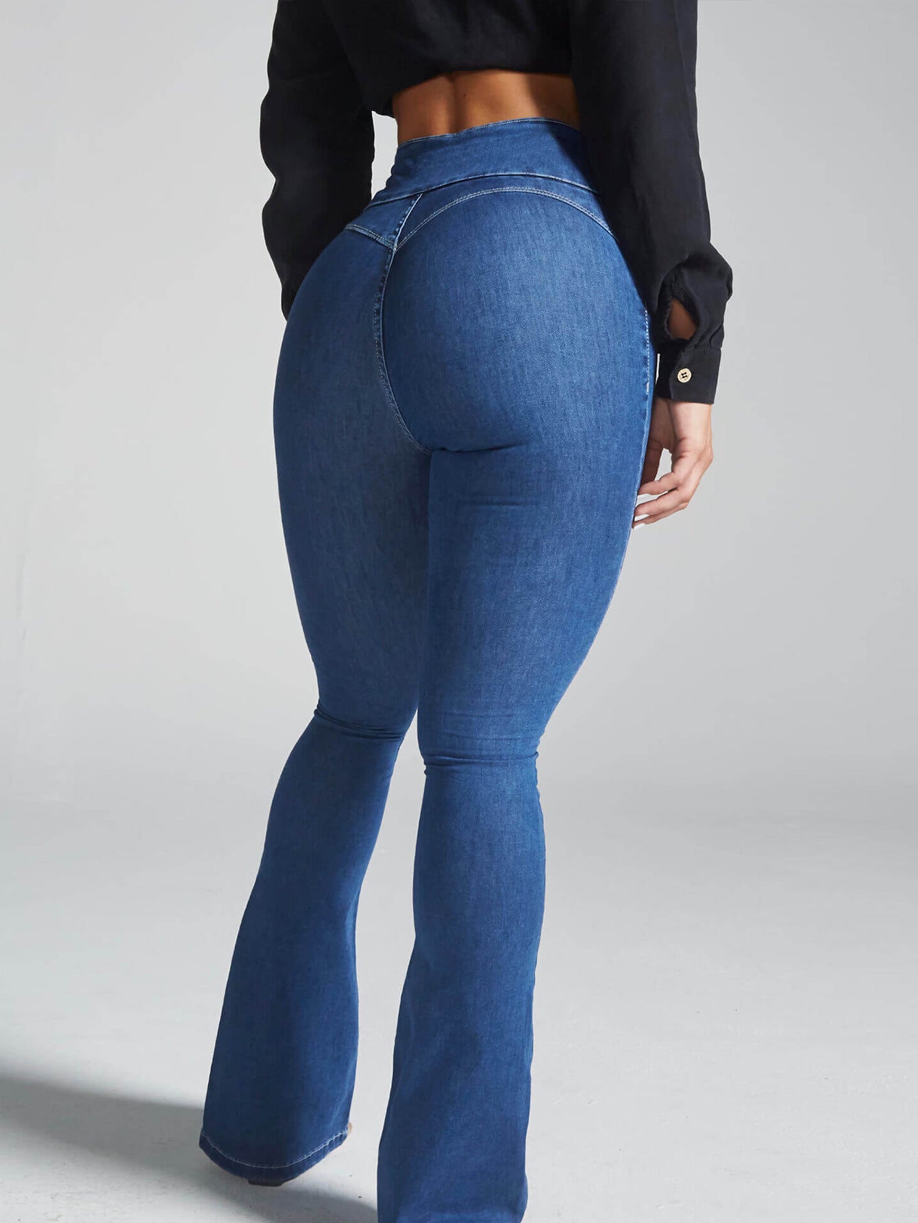 High Waist Slim Stretch Bell Bottom Jeans for Women
