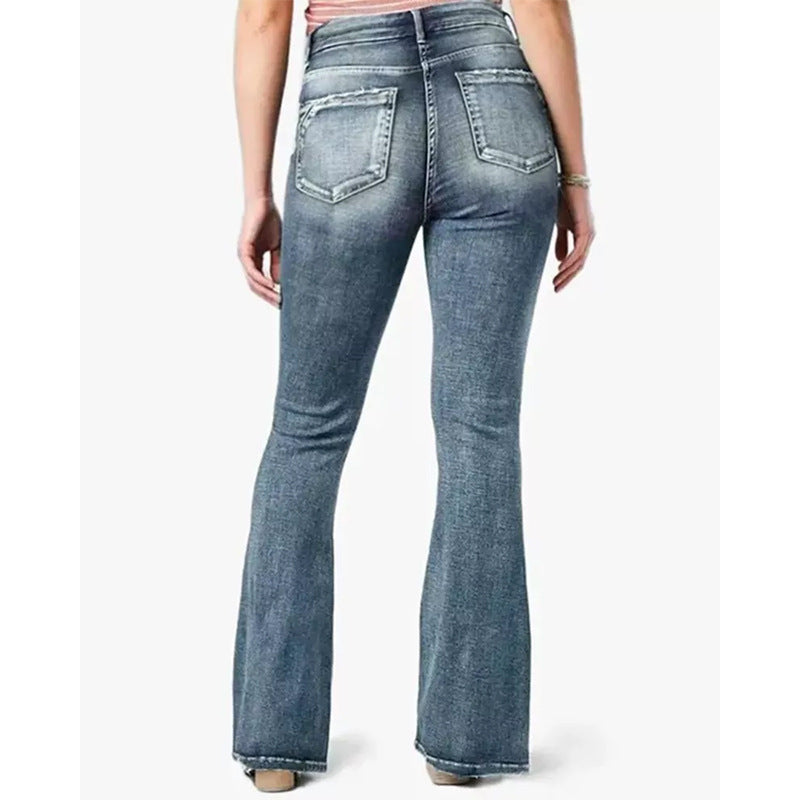 Vintage Side Button Mid Waist Skinny Jeans