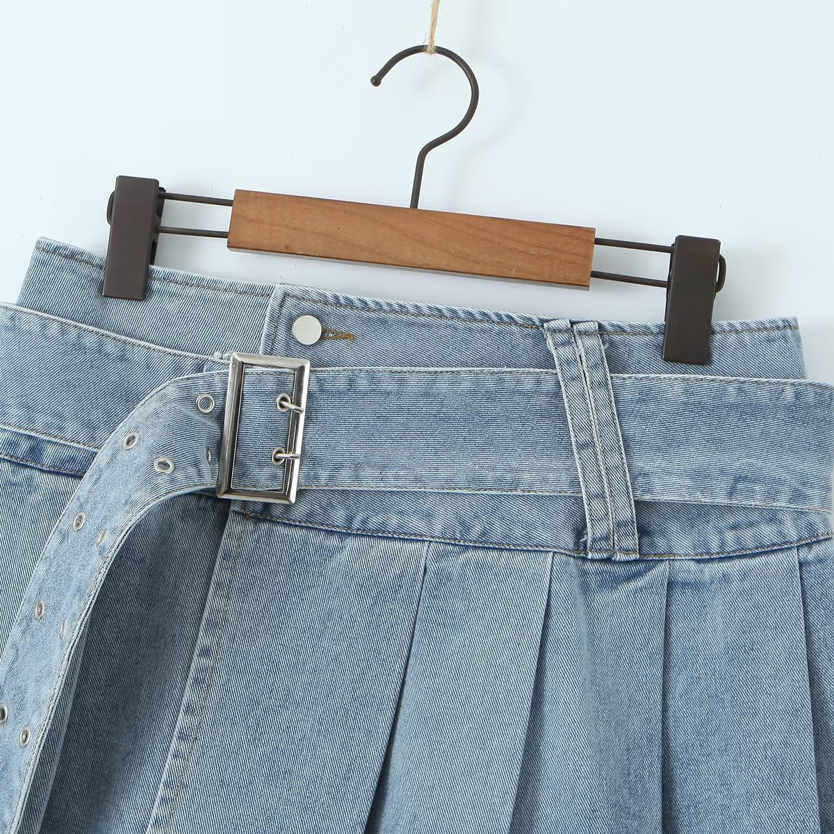 Belted Denim Skirt