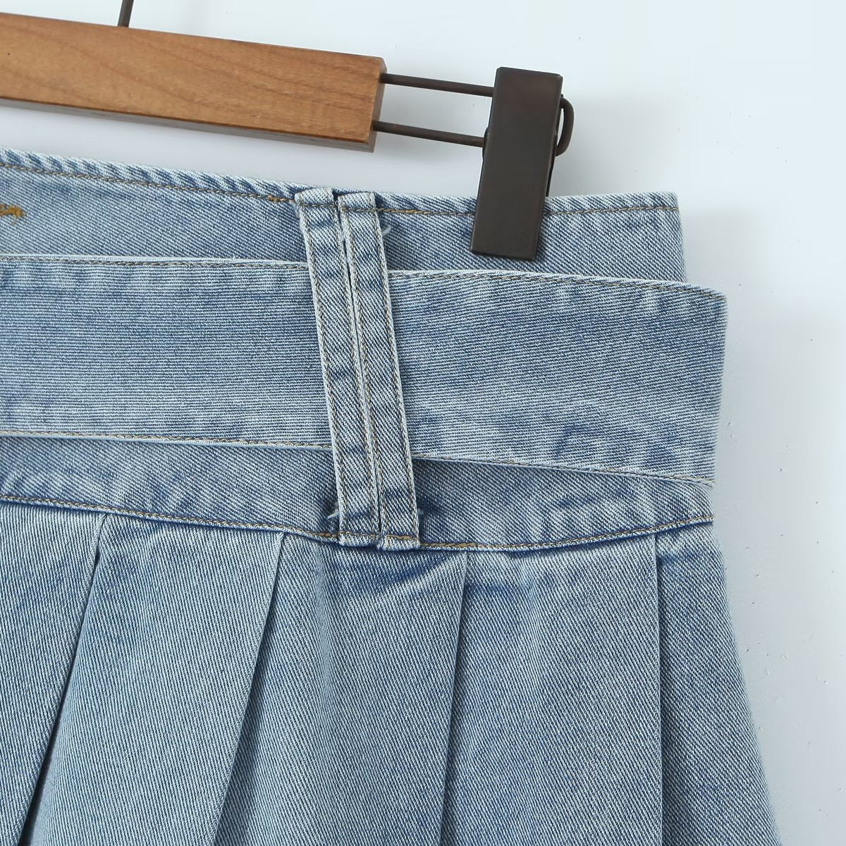 Belted Denim Skirt