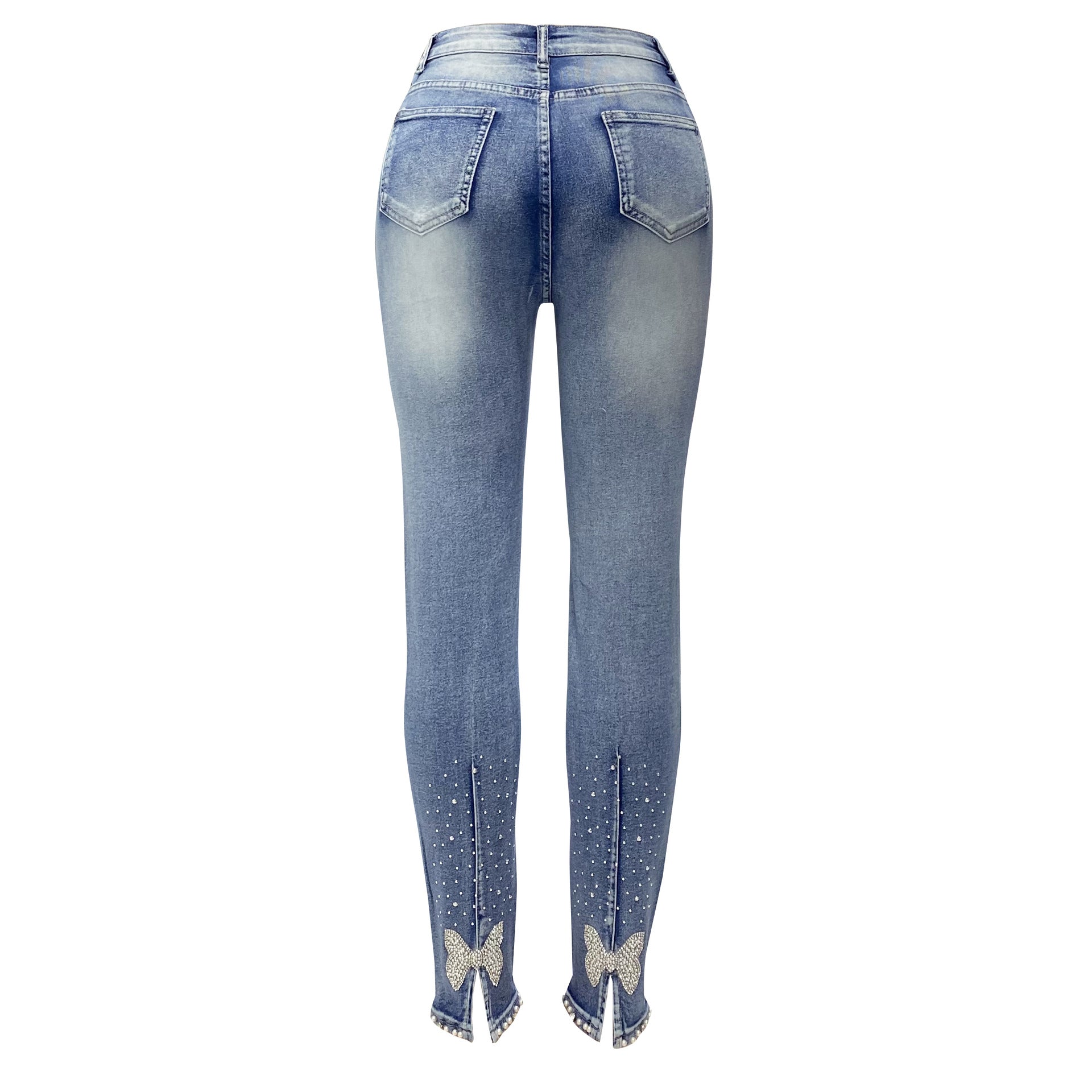 Blue Skinny Jeans Womens Rhinestone