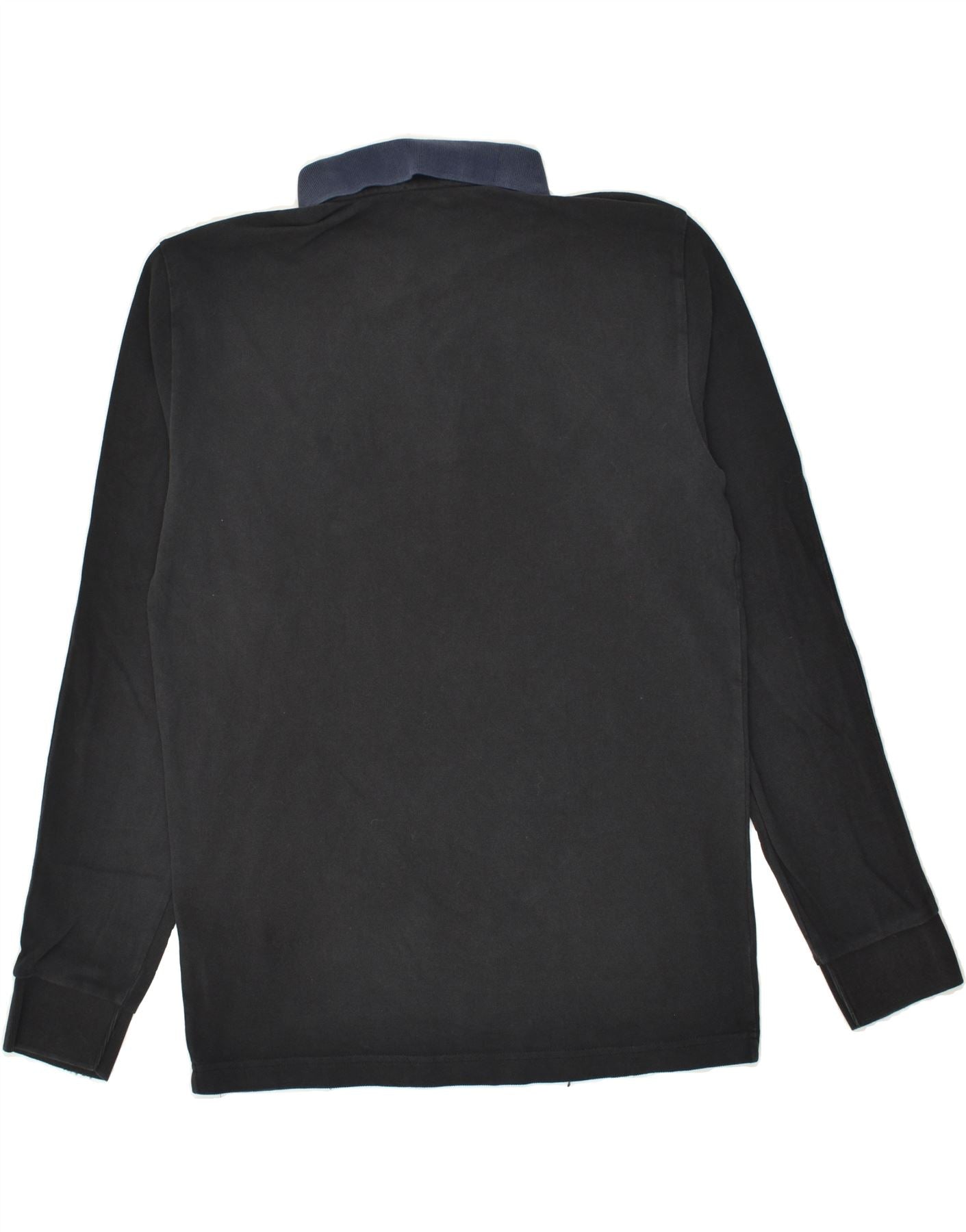 EMPORIO ARMANI Mens Long Sleeve Polo Shirt Large Black Cotton
