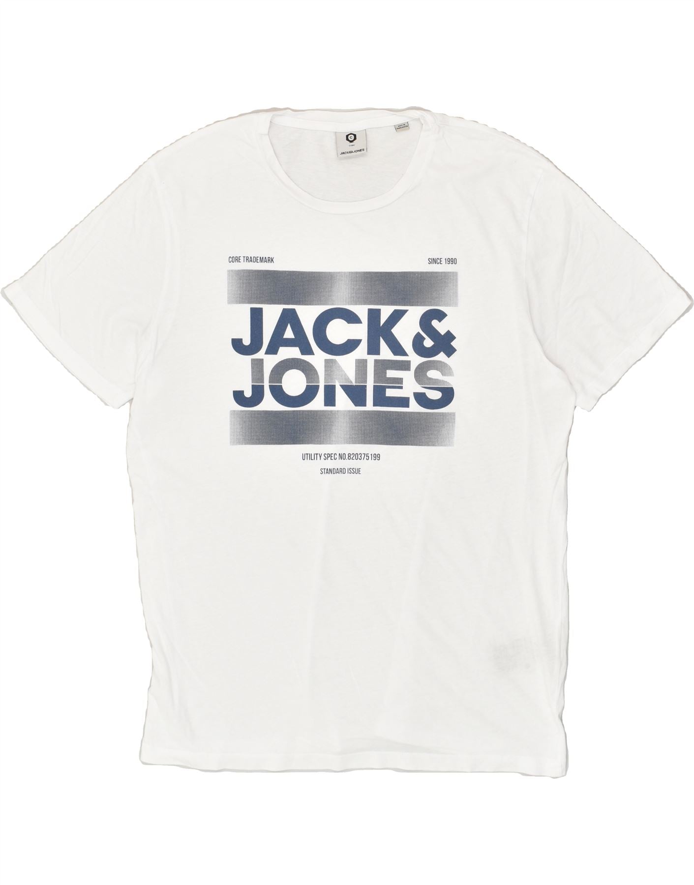 JACK & JONES Mens Graphic T-Shirt Top 2XL White Cotton