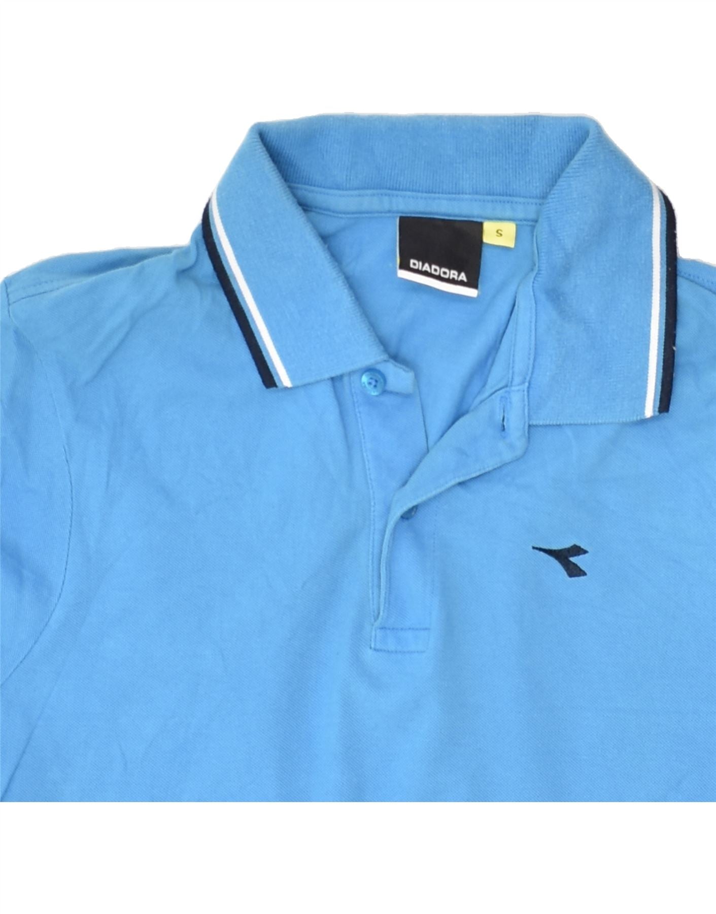 DIADORA Mens Polo Shirt Small Blue Cotton