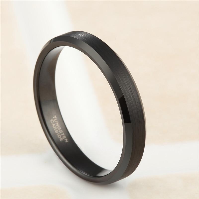 Brushed Tungsten Carbide Black Ring