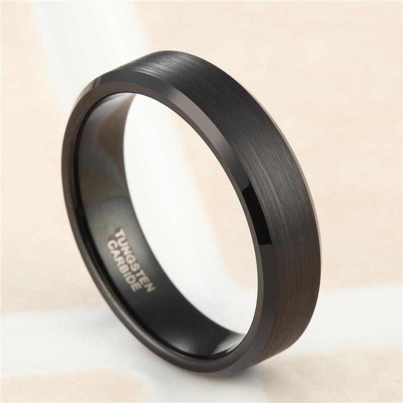 Brushed Tungsten Carbide Black Ring