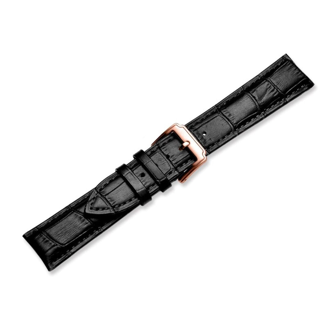 Horace Solid Black Calfskin Classic Watch Strap