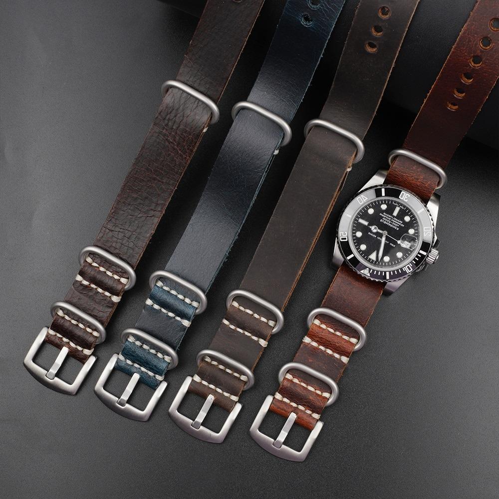 Jean-Claude Calf Leather Nato Watch Strap With Silver Tang Buckle