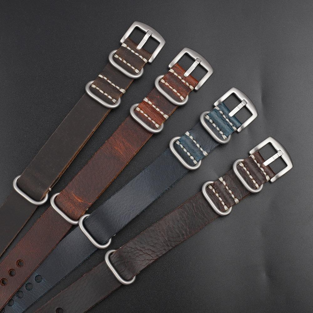 Jean-Claude Calf Leather Nato Watch Strap With Silver Tang Buckle