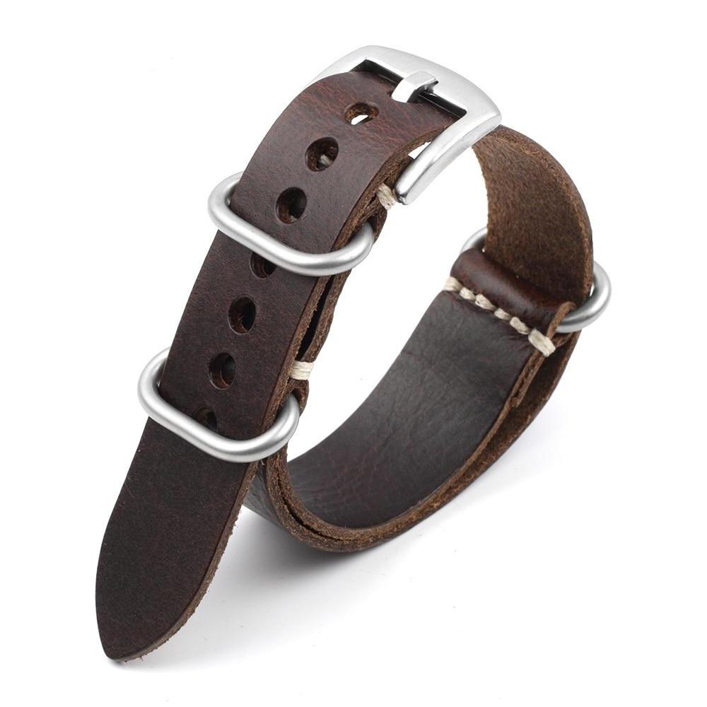 Jean-Claude Calf Leather Nato Watch Strap With Silver Tang Buckle