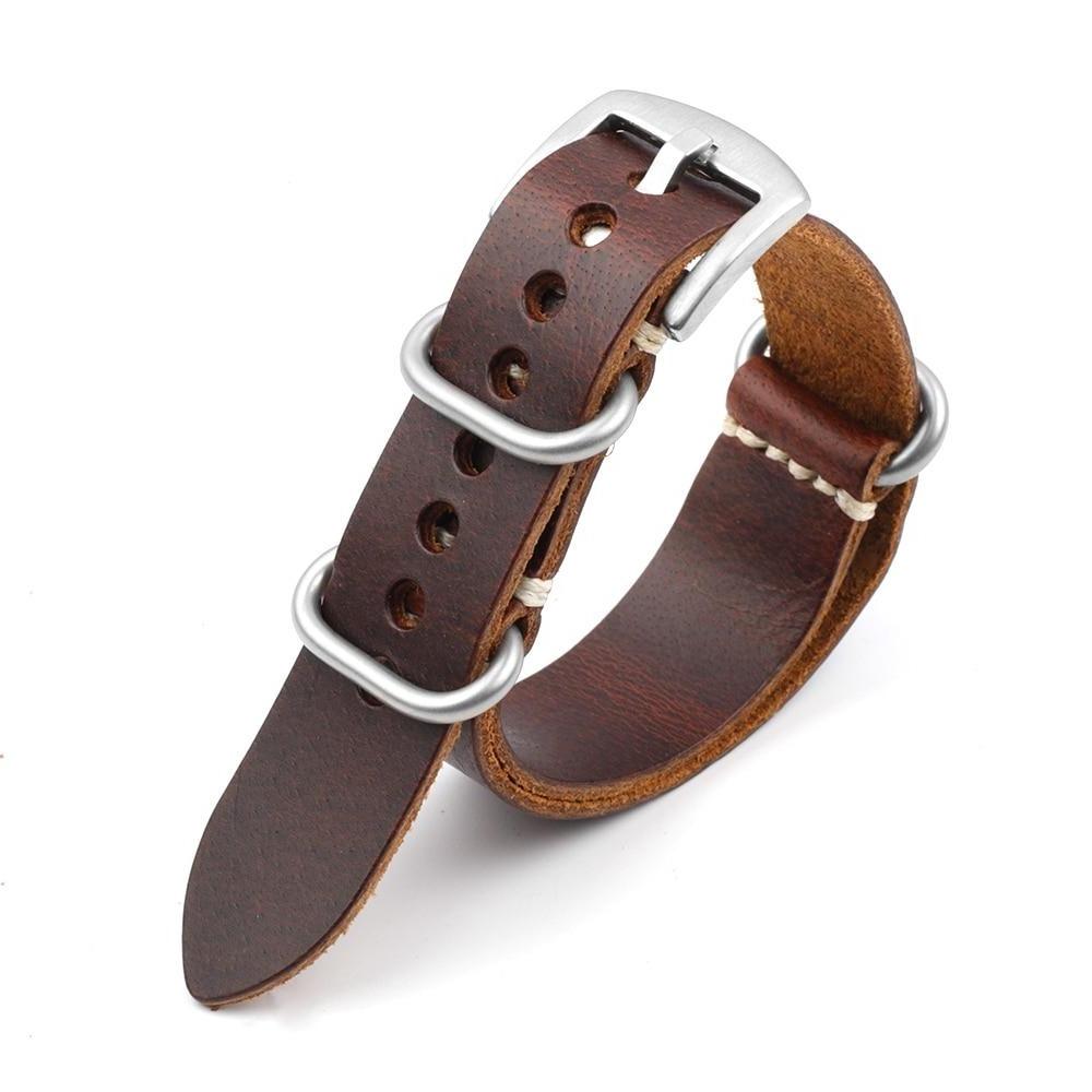 Jean-Claude Calf Leather Nato Watch Strap With Silver Tang Buckle