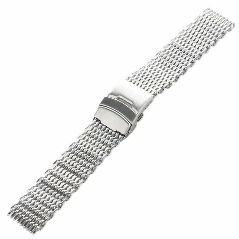 Orlando Stainless Steel Shark Mesh Watch Strap With Push-Button Deployant Clasp