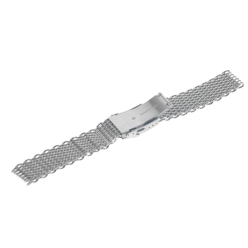 Orlando Stainless Steel Shark Mesh Watch Strap With Push-Button Deployant Clasp