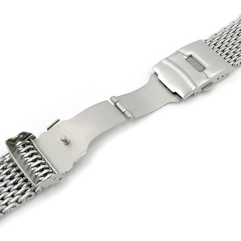 Orlando Stainless Steel Shark Mesh Watch Strap With Push-Button Deployant Clasp