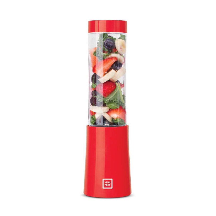 Mini Mixx by Euro Cuisine Mini Mixx 10 oz. Single Speed Red Personal Blender with 2-Tritan 10 oz. Bottle