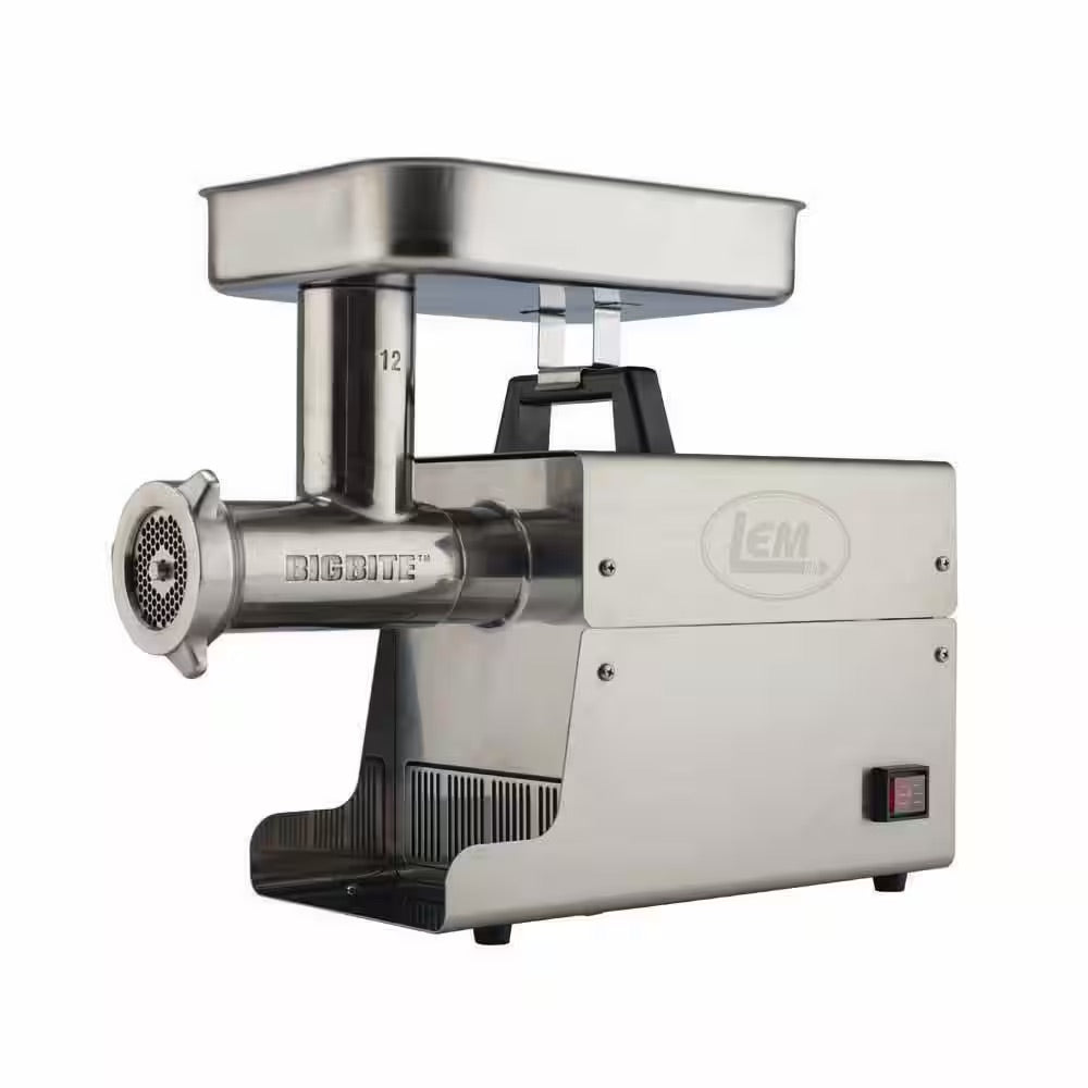 LEM Big Bite Grinder #12 0.75 HP Stainless Steel Electric Meat Grinder