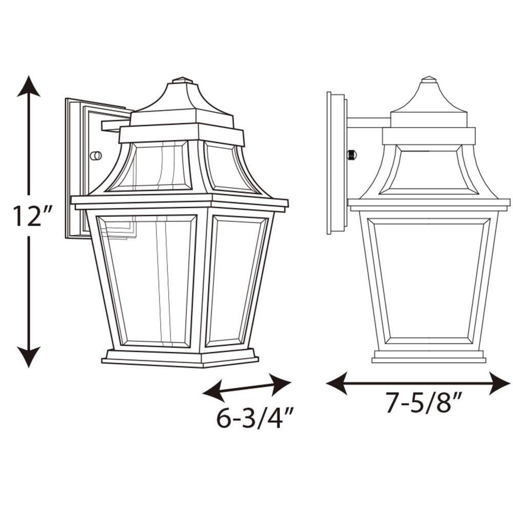 Progress Lighting Endorse LED Collection 1-Light Textured Black Clear Glass New Traditional Outdoor Small Wall Lantern Light