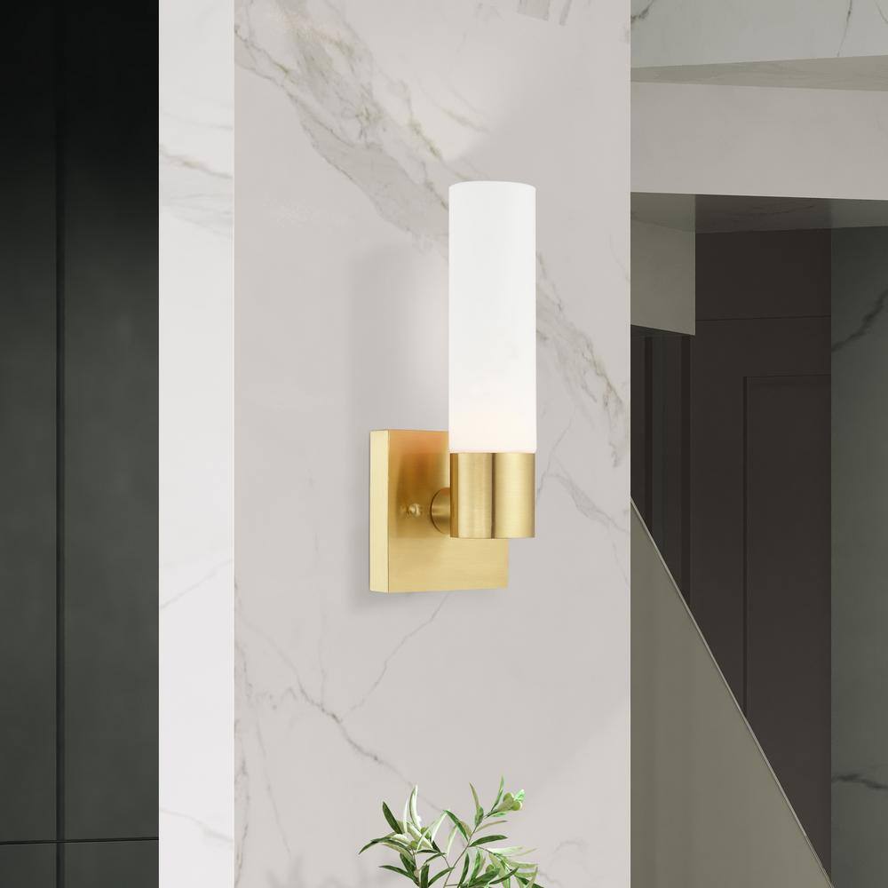 Livex Lighting Aero 1 Light Satin Brass ADA Wall Sconce