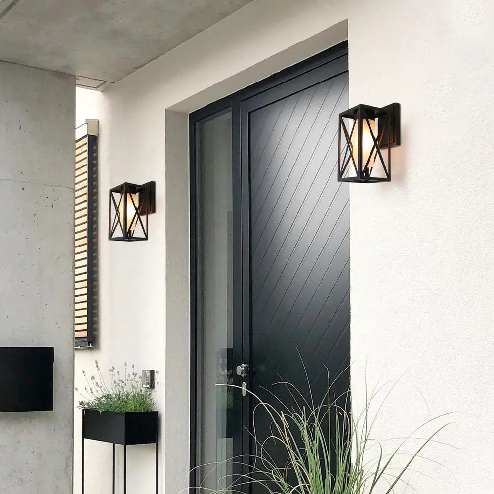 LNC 1-Light Modern Farmhouse Black Outdoor Wall Lantern Sconce Decorative Coach Light for Patio and Porch with Frosted Glass