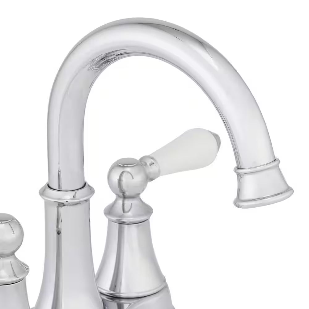 Pfister Courant 4 in. Centerset 2-Handle Bathroom Faucet in Polished Chrome with White Handles