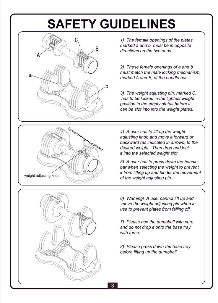 Adjustable Dumbbells Instructions 3