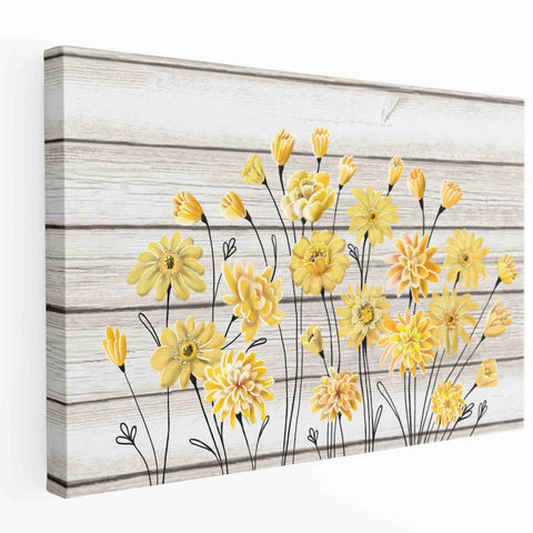 Yellow Flower Picture Grey Background Modern Home Office