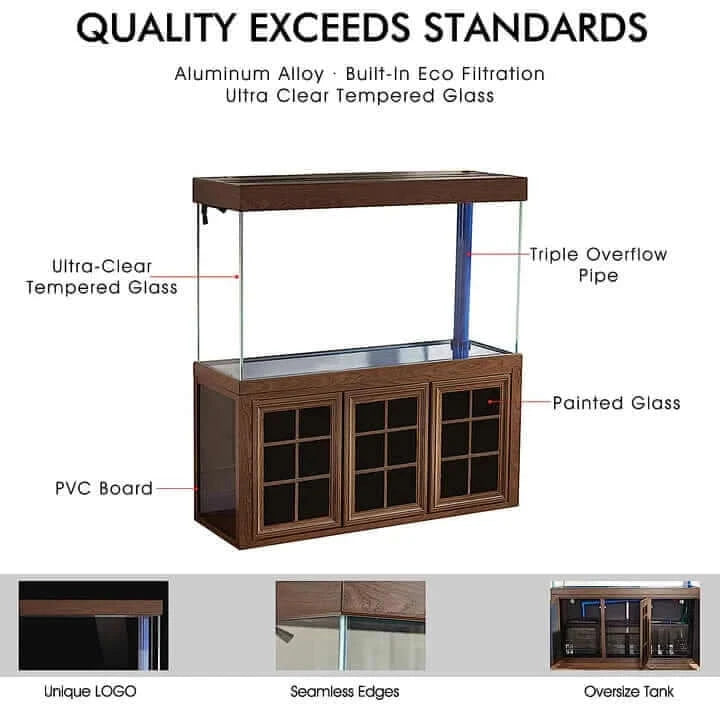 Aqua Dream 175 Gallon Tempered Glass Aquarium (Brown Wood)