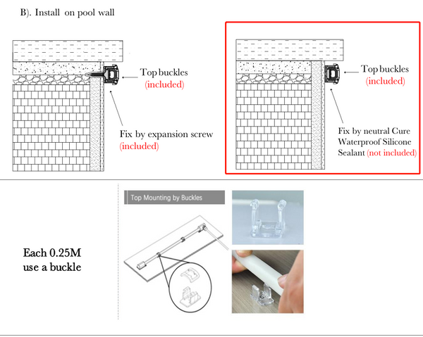Install the lights on the pool wall