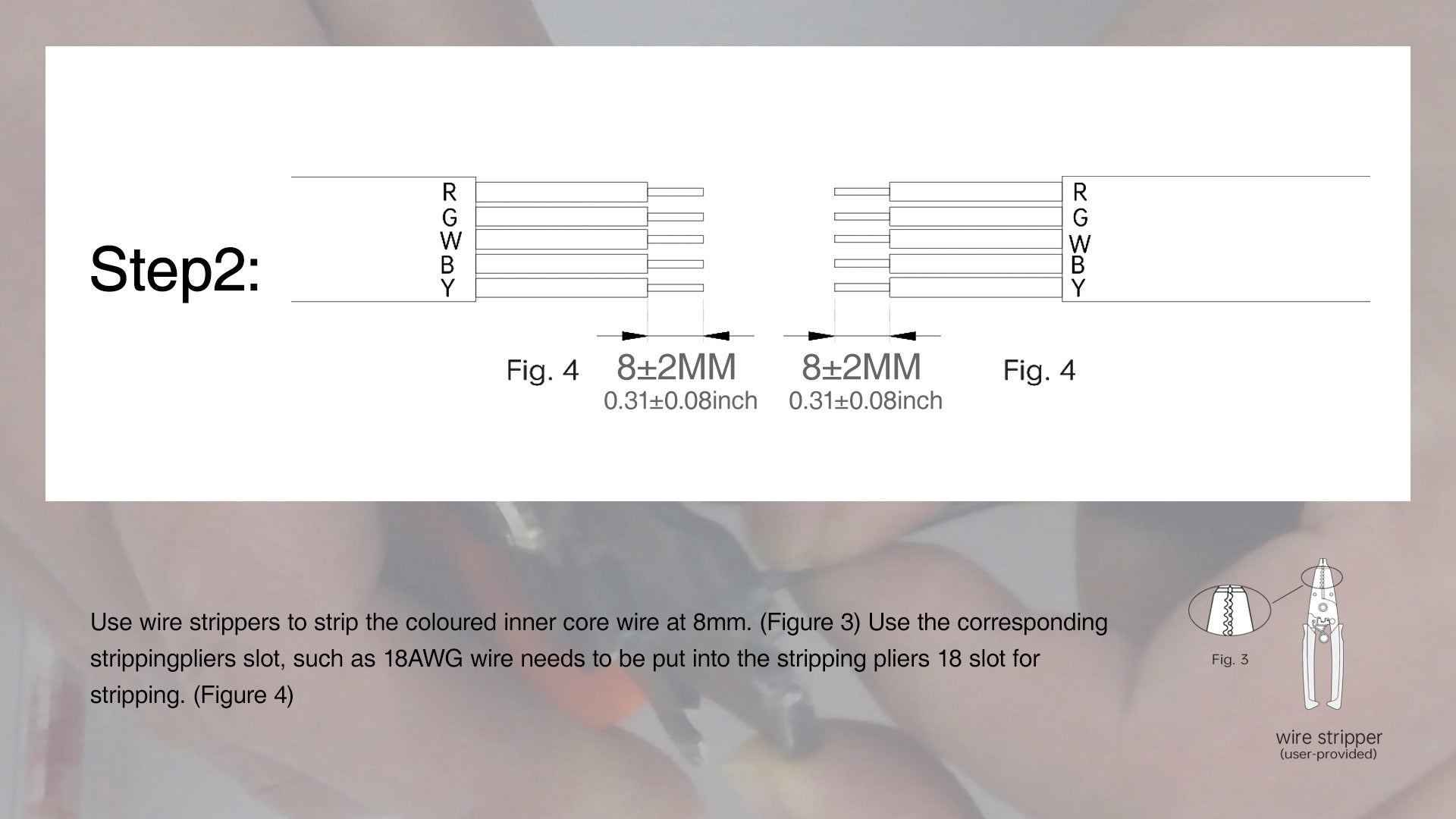 Pool light strip wire splicing step 2