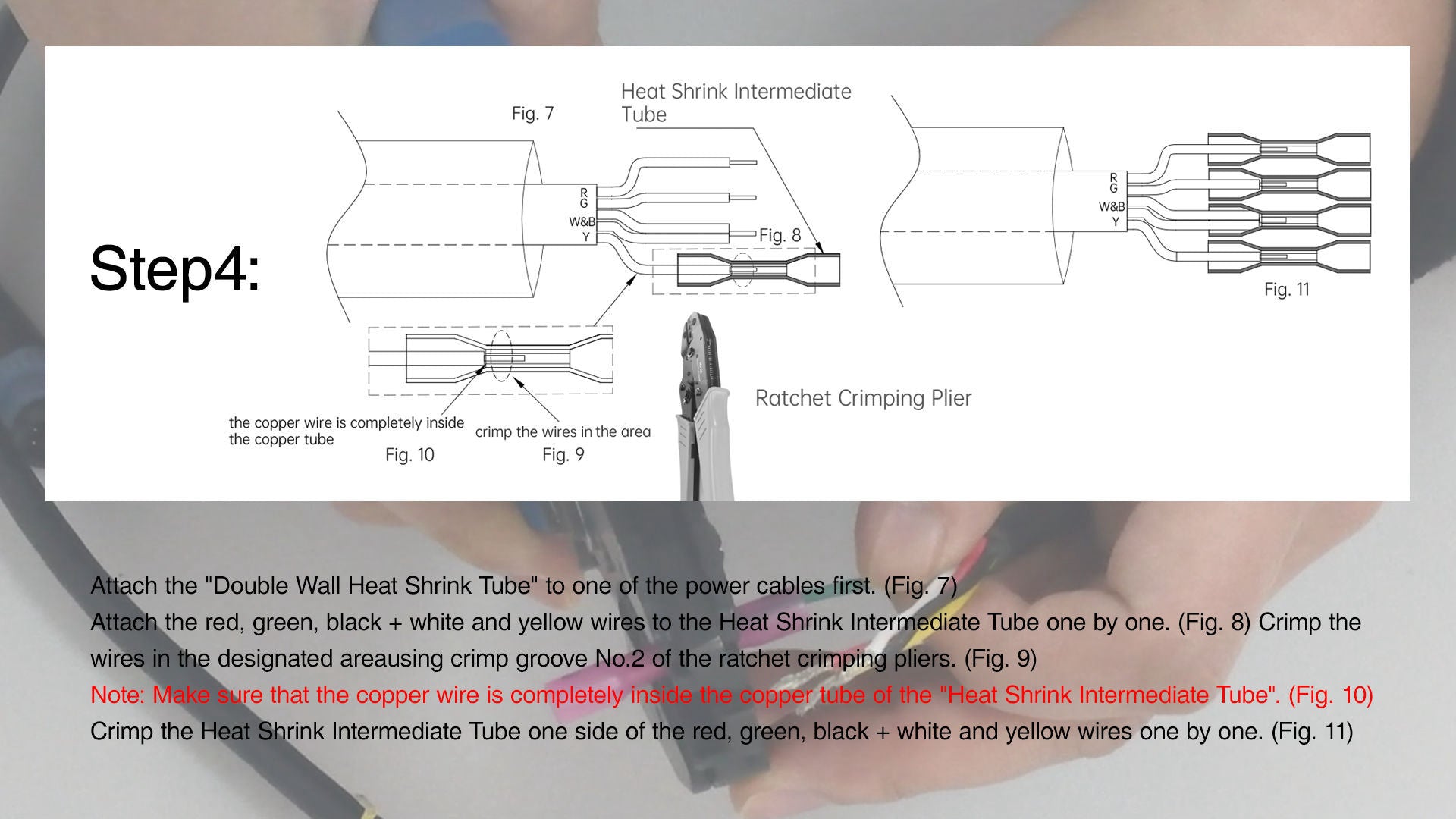 Pool light strip wire splicing step 4