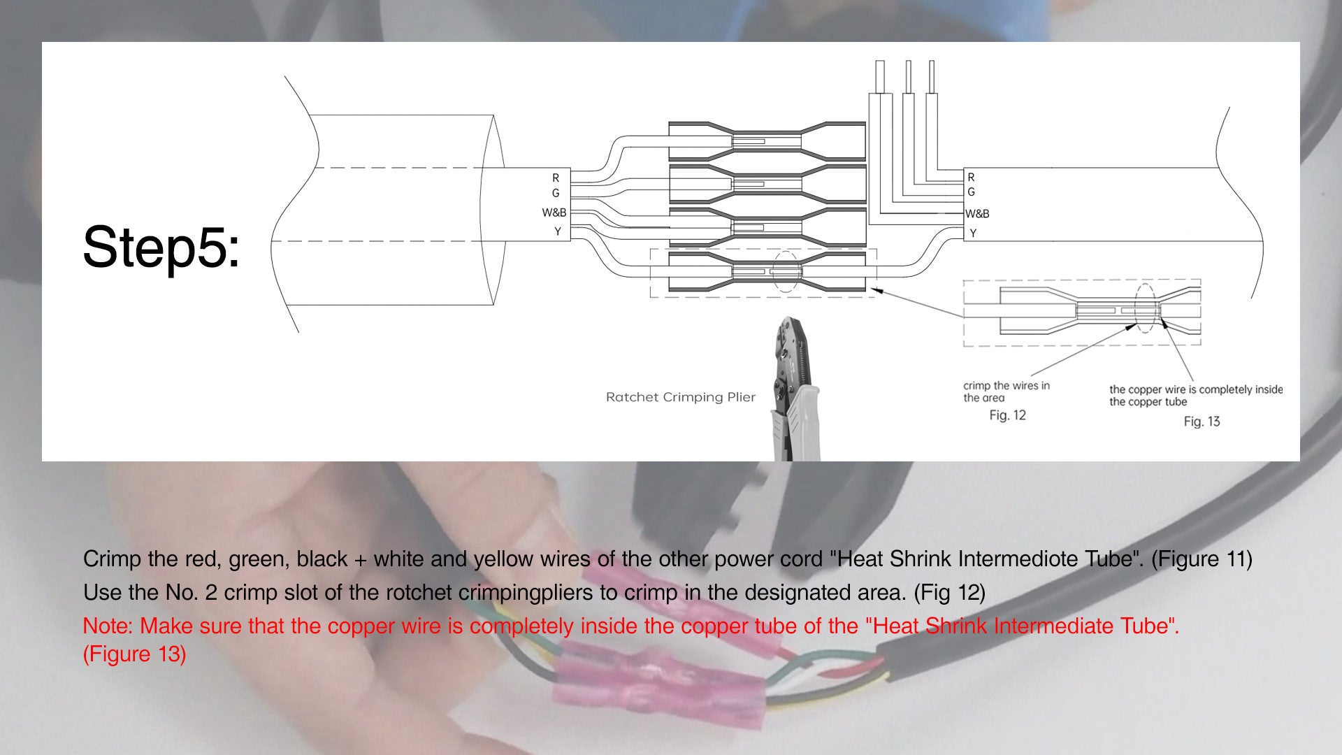 Pool light strip wire splicing step 5