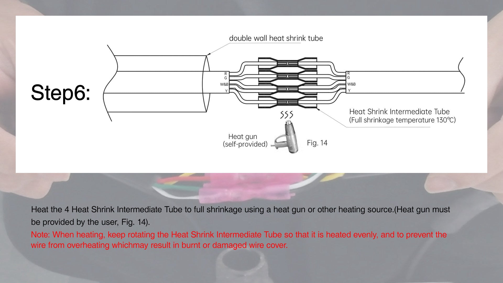 Pool light strip wire splicing step 6